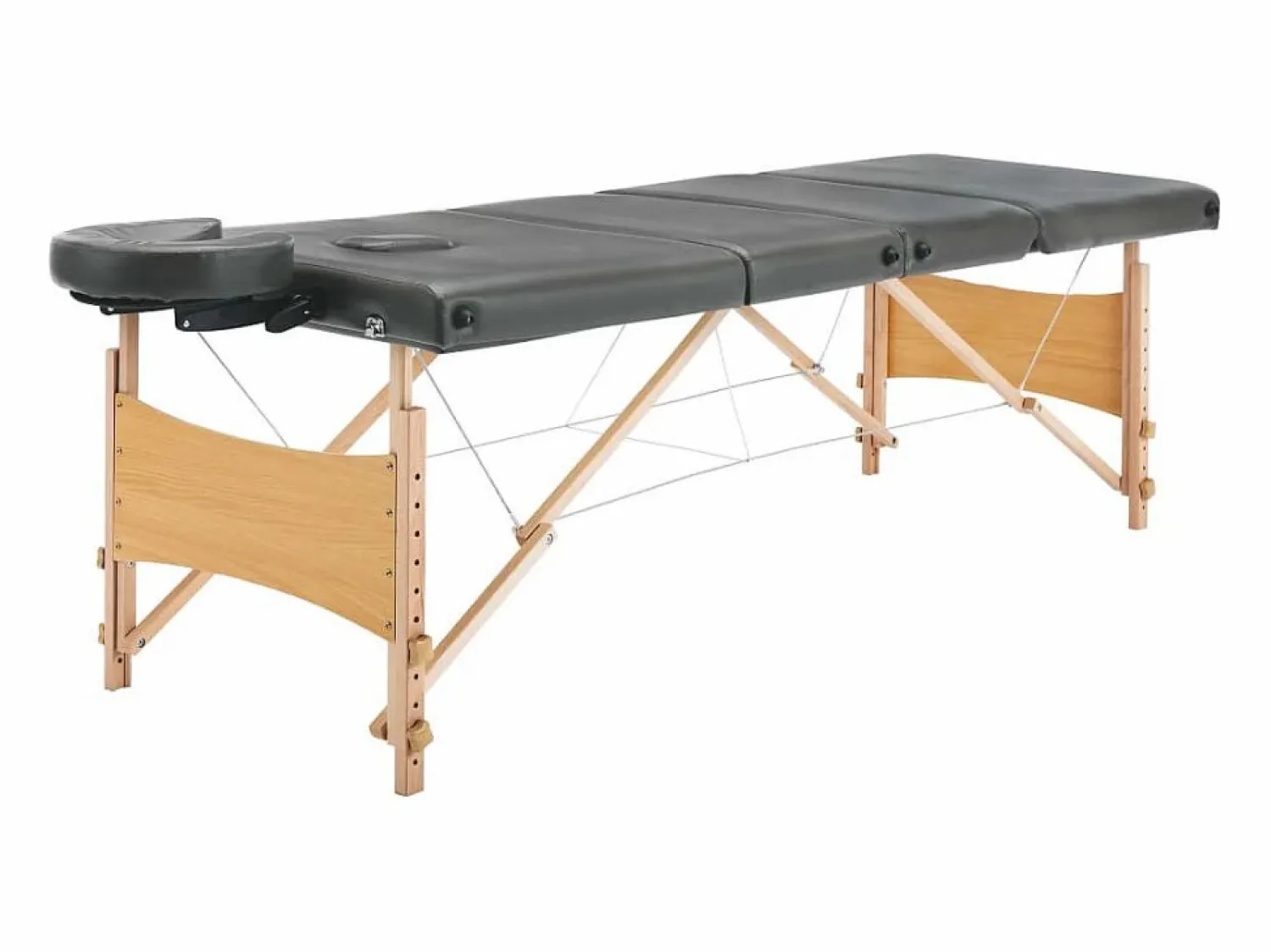Discount Camilla de masaje de 4 secciones estructura de madera banco de masaje reposacabezas reposabrazos ajustable cama de masaje plegable portátil antracita 02_0001802 Camilla De Masaje