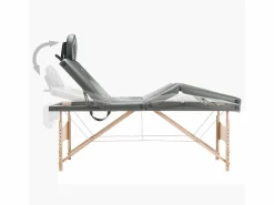 Discount Camilla de masaje de 4 secciones estructura de madera banco de masaje reposacabezas reposabrazos ajustable cama de masaje plegable portátil antracita 02_0001802 Camilla De Masaje