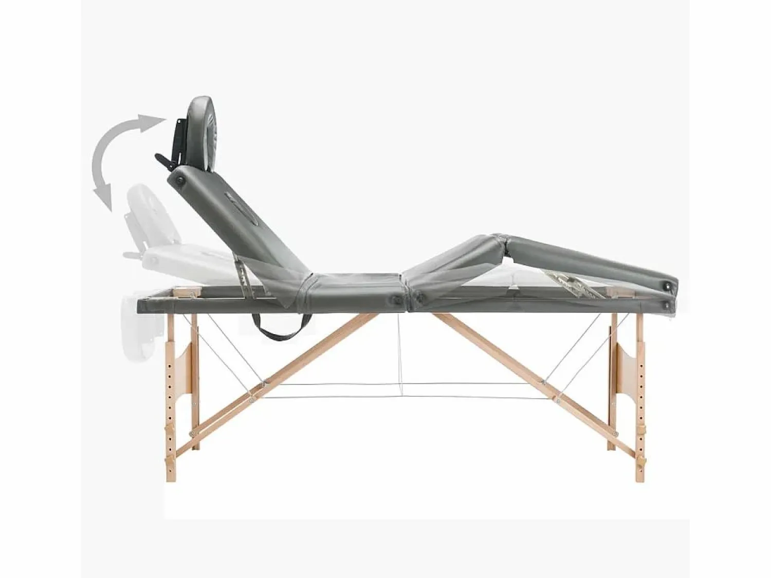 Discount Camilla de masaje de 4 secciones estructura de madera banco de masaje reposacabezas reposabrazos ajustable cama de masaje plegable portátil antracita 02_0001802 Camilla De Masaje