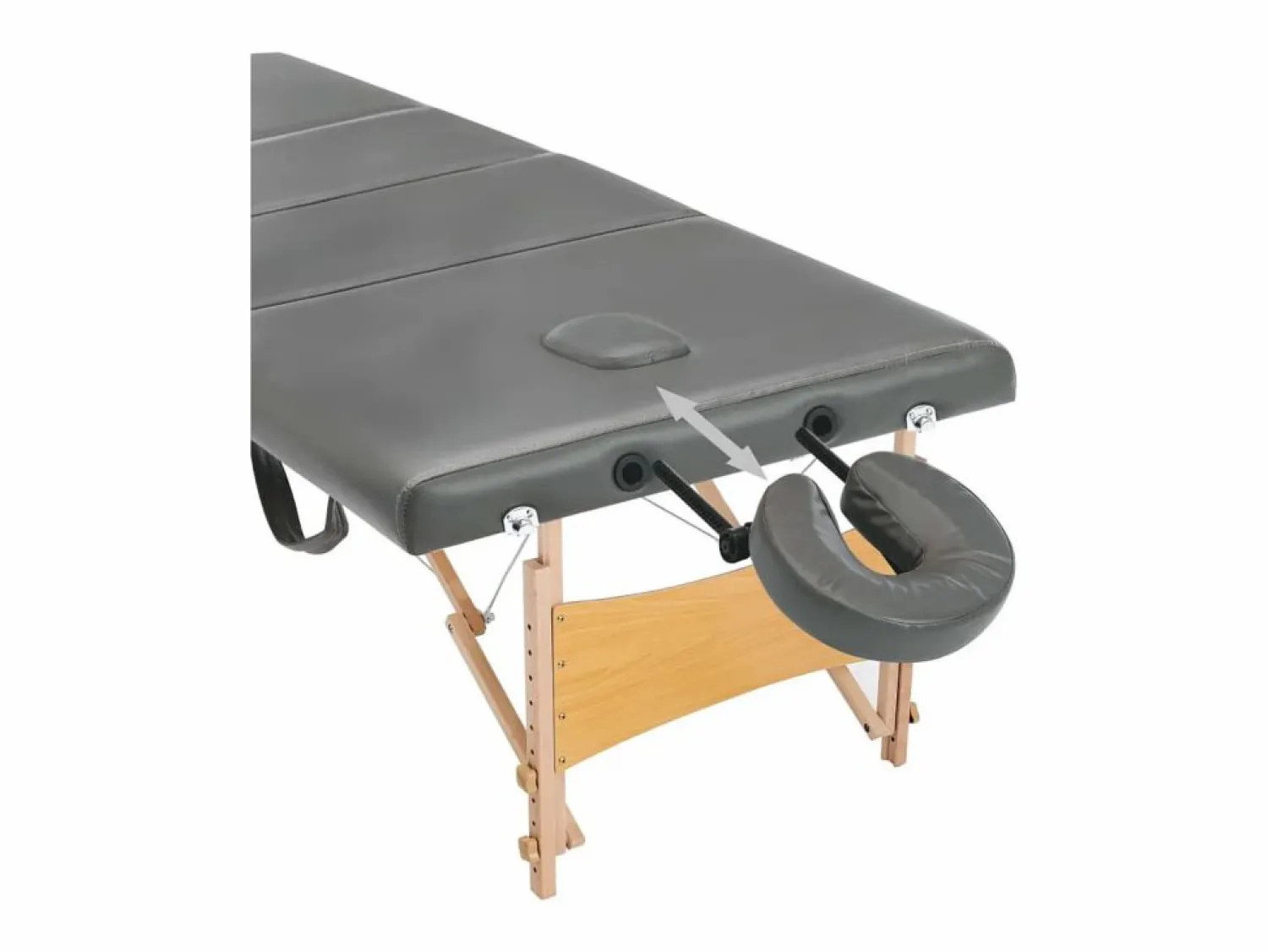 Discount Camilla de masaje de 4 secciones estructura de madera banco de masaje reposacabezas reposabrazos ajustable cama de masaje plegable portátil antracita 02_0001802 Camilla De Masaje
