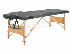 Discount Helloshop26 Camilla de masaje de 2 zonas estructura de madera 186 x 68 cm gris antracita 02_0001800 Marru00f3n