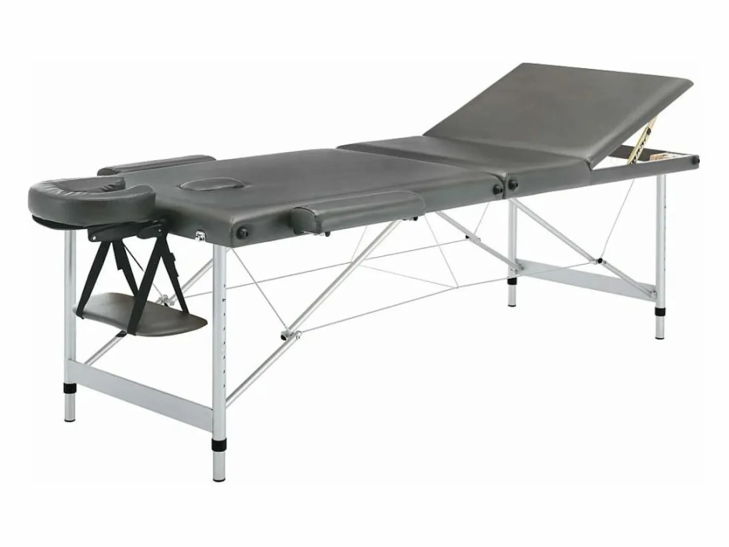 Sale Camilla de masaje de 3 zonas estructura de aluminio banco de masaje reposacabezas reposabrazos ajustable cama de masaje plegable portátil antracita 02_0001798 Camilla De Masaje