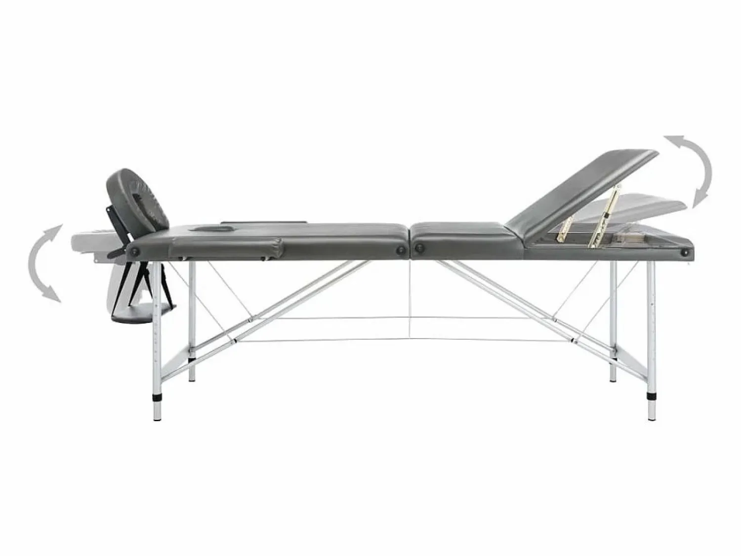 Sale Camilla de masaje de 3 zonas estructura de aluminio banco de masaje reposacabezas reposabrazos ajustable cama de masaje plegable portátil antracita 02_0001798 Camilla De Masaje