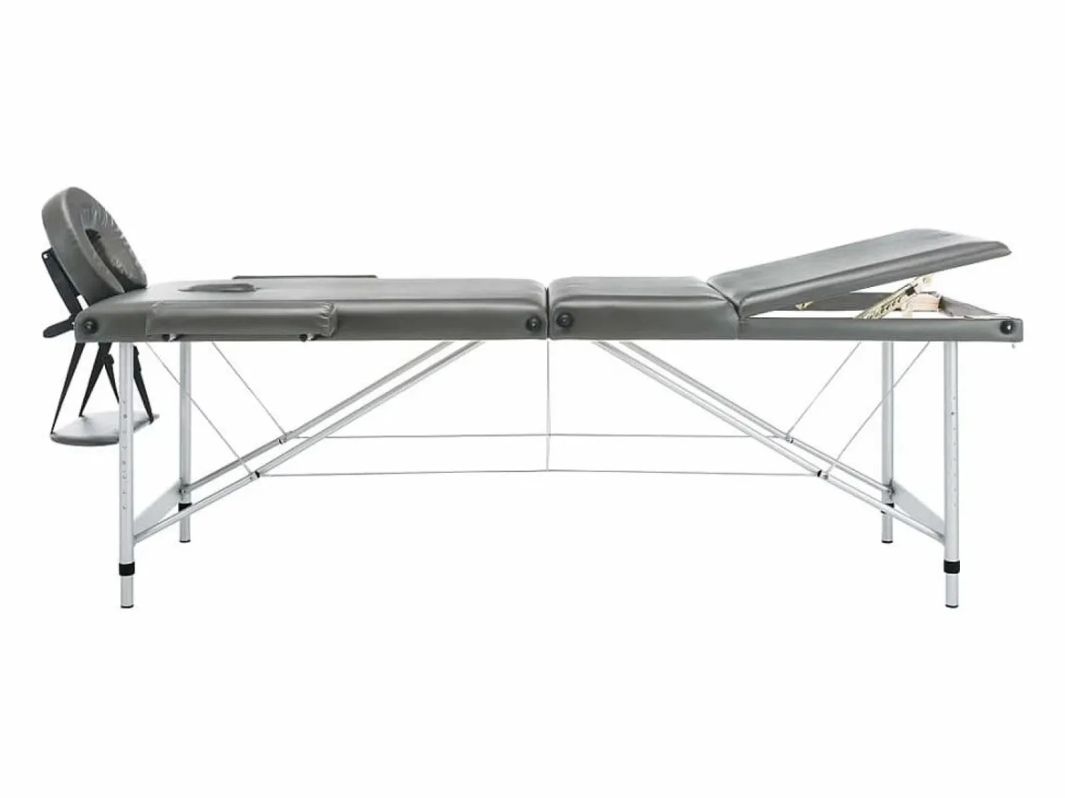 Sale Camilla de masaje de 3 zonas estructura de aluminio banco de masaje reposacabezas reposabrazos ajustable cama de masaje plegable portátil antracita 02_0001798 Camilla De Masaje