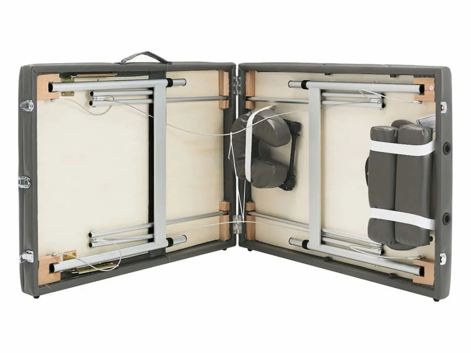Sale Camilla de masaje de 3 zonas estructura de aluminio banco de masaje reposacabezas reposabrazos ajustable cama de masaje plegable portátil antracita 02_0001798 Camilla De Masaje