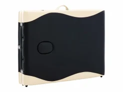 Helloshop26 Camilla de masaje plegable 3 secciones madera negra y beige 02_0001832