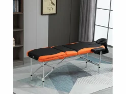 Outlet Camilla de masaje plegable negro y naranja 185x60x82 cm Camilla De Masaje