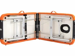 Outlet Camilla de masaje plegable negro y naranja 185x60x82 cm Camilla De Masaje