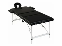 Online Helloshop26 Camilla de masaje plegable de 3 secciones con estructura de acero inoxidable 02_0001888 Negro