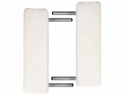 Best Helloshop26 Camilla de masaje plegable blanca 2 secciones estructura de acero inoxidable color crema 02_0001875 Blanco