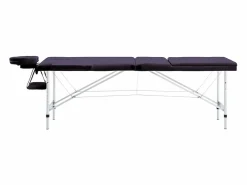 Helloshop26 Camilla de masaje plegable de 3 secciones acero inoxidable color morado 02_0001828