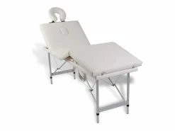 Online Camilla de masaje plegable de 4 zonas con estructura de acero inoxidable color blanco crema 02_0001877 Camilla De Masaje