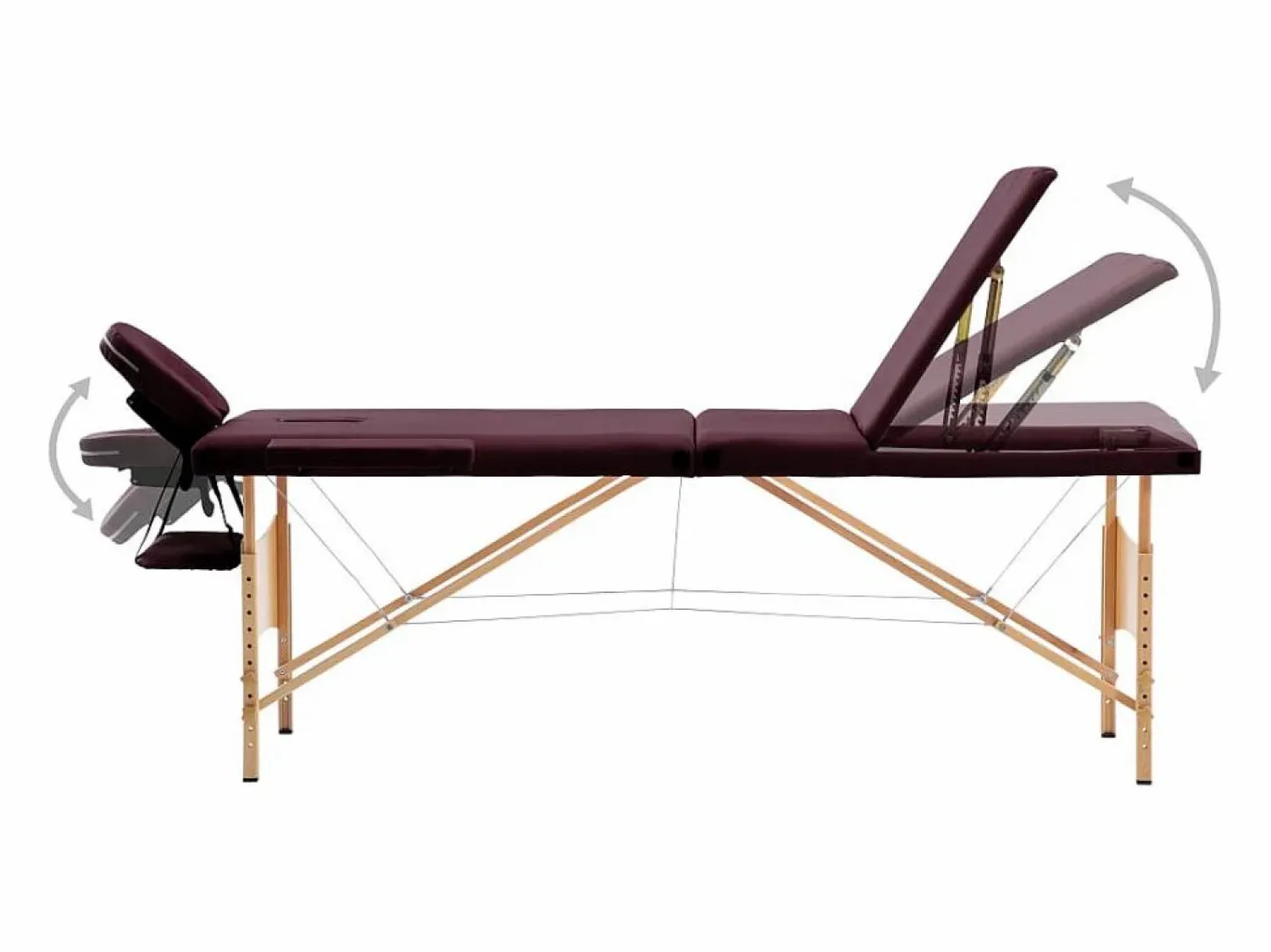 Outlet Camilla de masaje plegable 3 secciones madera color vino tinto 02_0001839 Camilla De Masaje