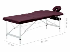 Outlet Camilla de masaje plegable camilla de masaje banco sofá portátil terapia cosmética profesional Shiatsu Reiki 3 zonas aluminio morado 02_0001829 Camilla De Masaje