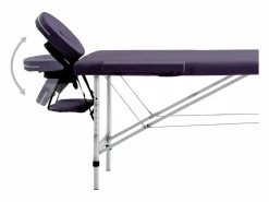 Helloshop26 Camilla de masaje plegable camilla de masaje banco sofá portátil terapia cosmética profesional shiatsu reiki 2 zonas aluminio morado 02_0001810