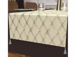 Soleil d'ocre Camino de mesa festivo en puro algodón 40x180 cm plata CELESTE, por