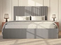 Vente-unique Canapé abatible 140 x 190 cm con cabecero de pana - SARAH