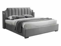 Hot Vente-unique Canapé abatible 180 x 200 cm con cabecero curvado - Terciopelo - Gris + Colchón - TEOMIS Gris claro