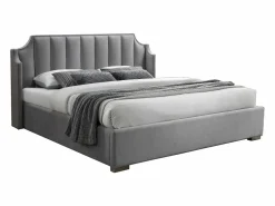 Vente-unique Canapé abatible 160 x 200 cm con cabecero curvo de terciopelo - TEOMIS