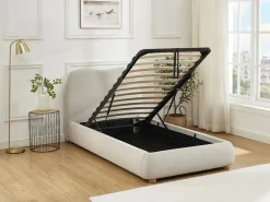 Clearance Canapé abatible 90 x 190 cm de tela color + colchón - VANARI Cama Con Canapé|Cama Con Almacenaje