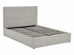 Clearance Canapé abatible 140 x 190 cm de tela color gris + colchón - HOPEYA de Pascal Morabito Cama Con Canapé|Cama Adulto
