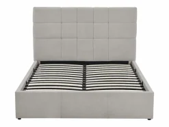 Clearance Canapé abatible 140 x 190 cm de tela color gris + colchón - HOPEYA de Pascal Morabito Cama Con Canapé|Cama Adulto