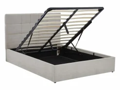 Clearance Canapé abatible 140 x 190 cm de tela color gris + colchón - HOPEYA de Pascal Morabito Cama Con Canapé|Cama Adulto