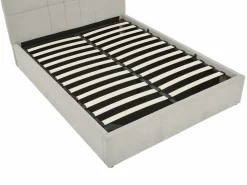 Clearance Canapé abatible 140 x 190 cm de tela color gris + colchón - HOPEYA de Pascal Morabito Cama Con Canapé|Cama Adulto