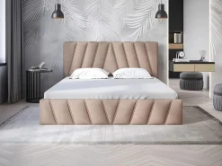 Vente-unique Canapé abatible 160 x 200 cm de terciopelo - LIDAMA de Pascal Morabito Beige