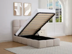 Discount Canapé abatible 90 x 190 cm de tejido texturizado color + colchón - DILUDO Cama Con Almacenaje|Cama Adulto