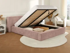 Discount Canapé abatible 180 x 200 cm de pana + colchón - TIMANO Cama Terciopelo
