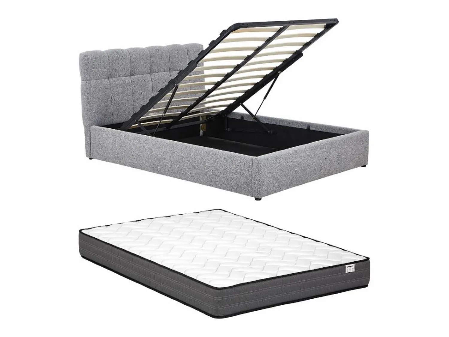 New Canapé abatible 140 x 190 cm en tela bouclé + colchón - MAZIRI Cama Con Canapé