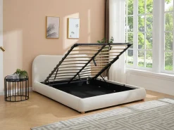Discount Canapé abatible 140 x 190 cm en tela bouclé - VANARI Cama Con Canapé