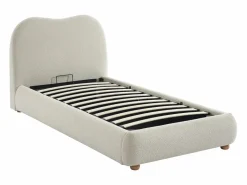 Vente-unique Canapé abatible 90 x 190 cm en tela bouclé beige - VANARI