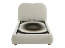 Vente-unique Canapé abatible 90 x 190 cm en tela bouclé beige - VANARI