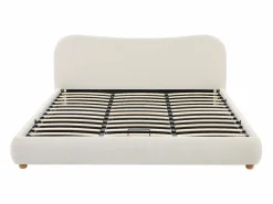 Outlet Vente-unique Canapé abatible 180 x 200 cm en tela bouclé beige + colchón - VANARI Blanco