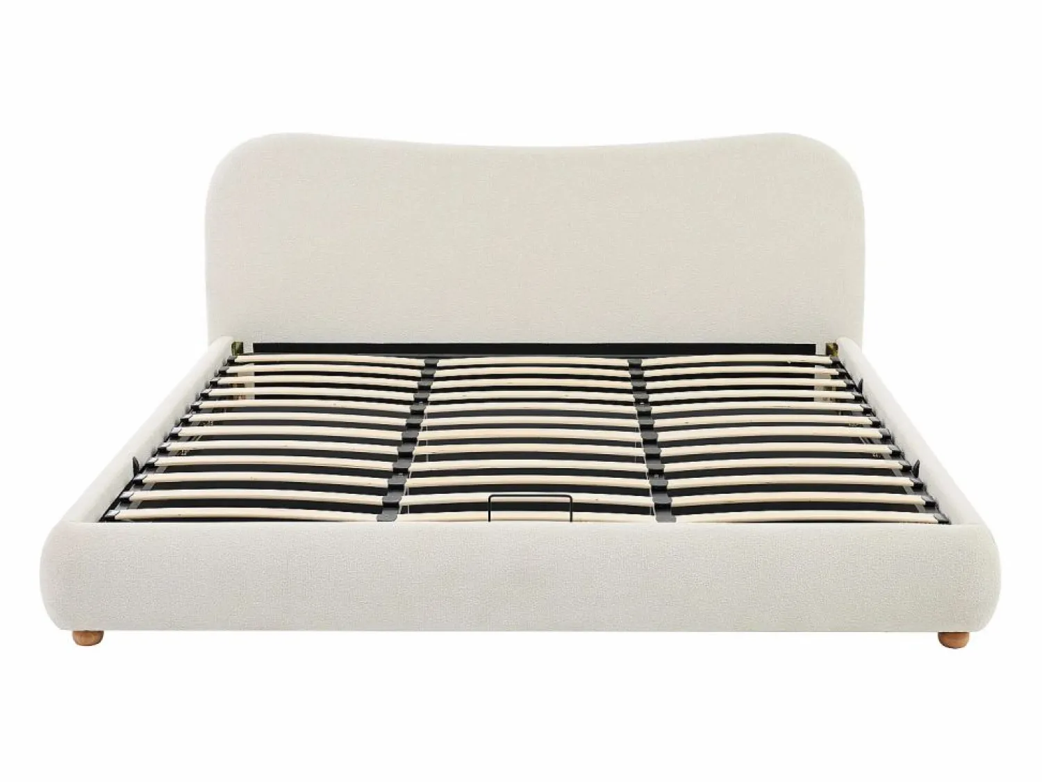 Outlet Vente-unique Canapé abatible 180 x 200 cm en tela bouclé beige + colchón - VANARI Blanco
