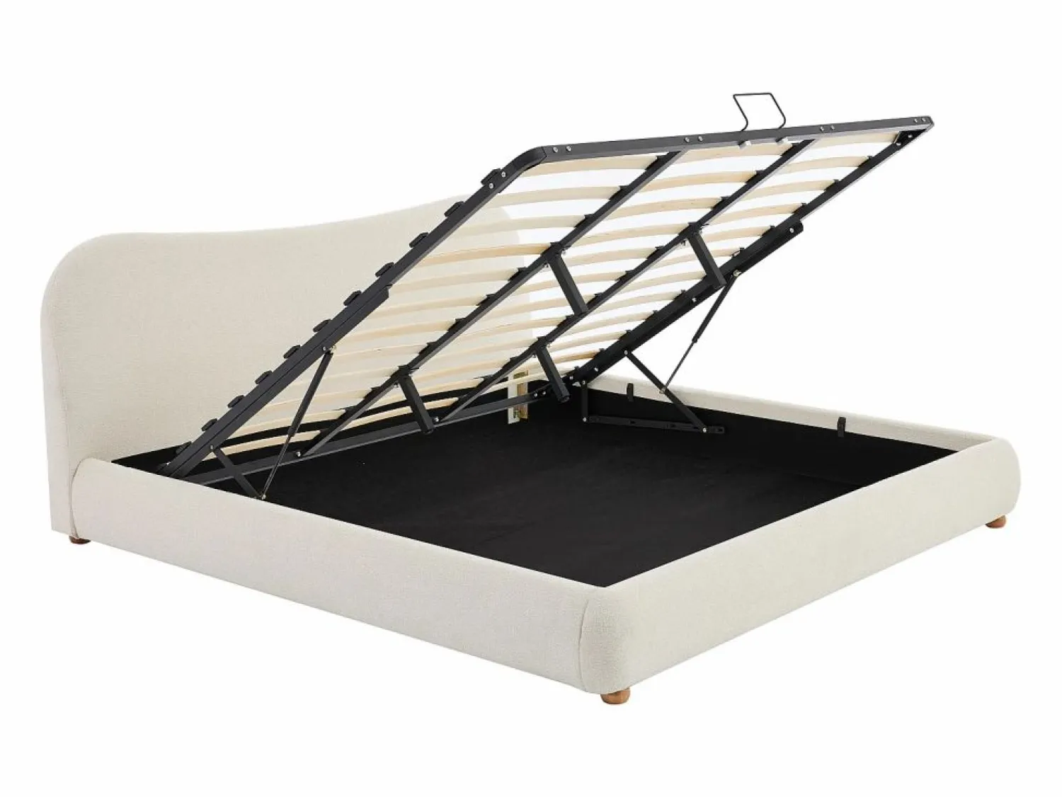 Outlet Vente-unique Canapé abatible 180 x 200 cm en tela bouclé beige + colchón - VANARI Blanco