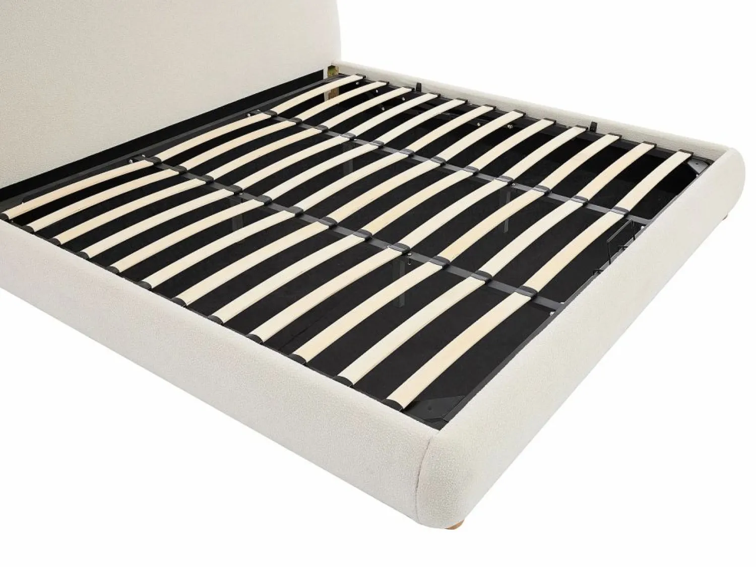 Outlet Vente-unique Canapé abatible 180 x 200 cm en tela bouclé beige + colchón - VANARI Blanco