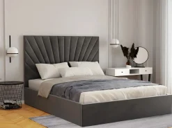 New Vente-unique Canapé abatible 140 x 190 cm terciopelo gris ntracita + colchón - RILIODA Gris antracita