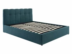 Hot Vente-unique Canapé abatible de 140 x 190 cm de tela bouclé azul petróleo - MAZIRI Azul verdoso