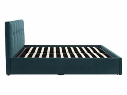 Hot Vente-unique Canapé abatible de 140 x 190 cm de tela bouclé azul petróleo - MAZIRI Azul verdoso