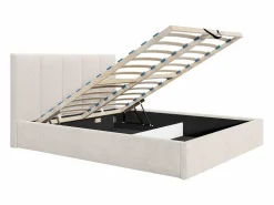 Clearance Canapé abatible de 140 x 190 cm cabecero con costuras verticales tela + colchón - KILACLO Cama Con Canapé