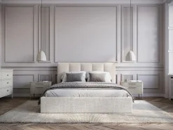 Clearance Canapé abatible de 140 x 190 cm cabecero con costuras verticales tela + colchón - KILACLO Cama Con Canapé