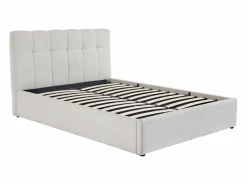 Vente-unique Canapé abatible de 140 x 190 cm de tela bouclé blanca + colchón - MAZIRI
