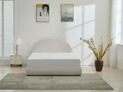Online Vente-unique Canapé abatible de 160 x 200 cm de tela rizada color - LIRIMO Crema