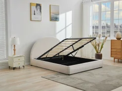 Vente-unique Canapé abatible de 140 x 190 cm de tela bouclé color - LIRIMO