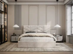 Discount Canapé abatible de 160 x 200 cm de tela texturizada + colchón - JUSTANI Cama Con Canapé|Cama Con Almacenaje