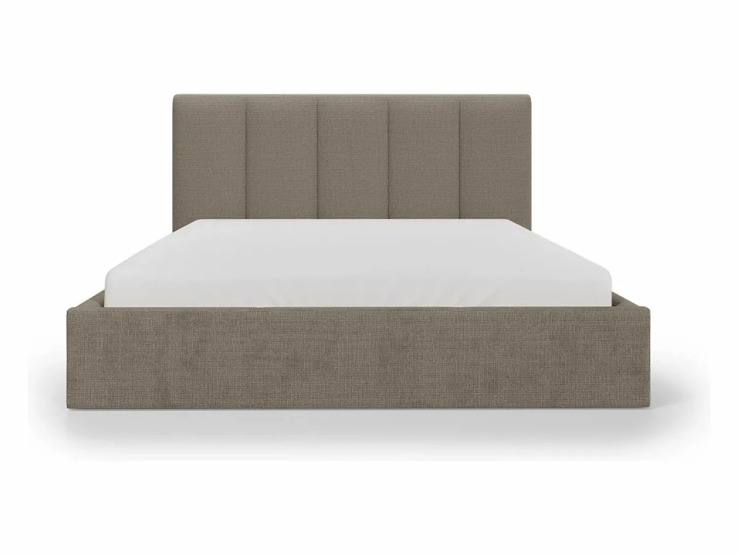 Online Canapé abatible de 160 x 200 cm con cabecero con costuras verticales tela taupe + colchón - KILACLO Cama Con Canapé|Cama Con Almacenaje