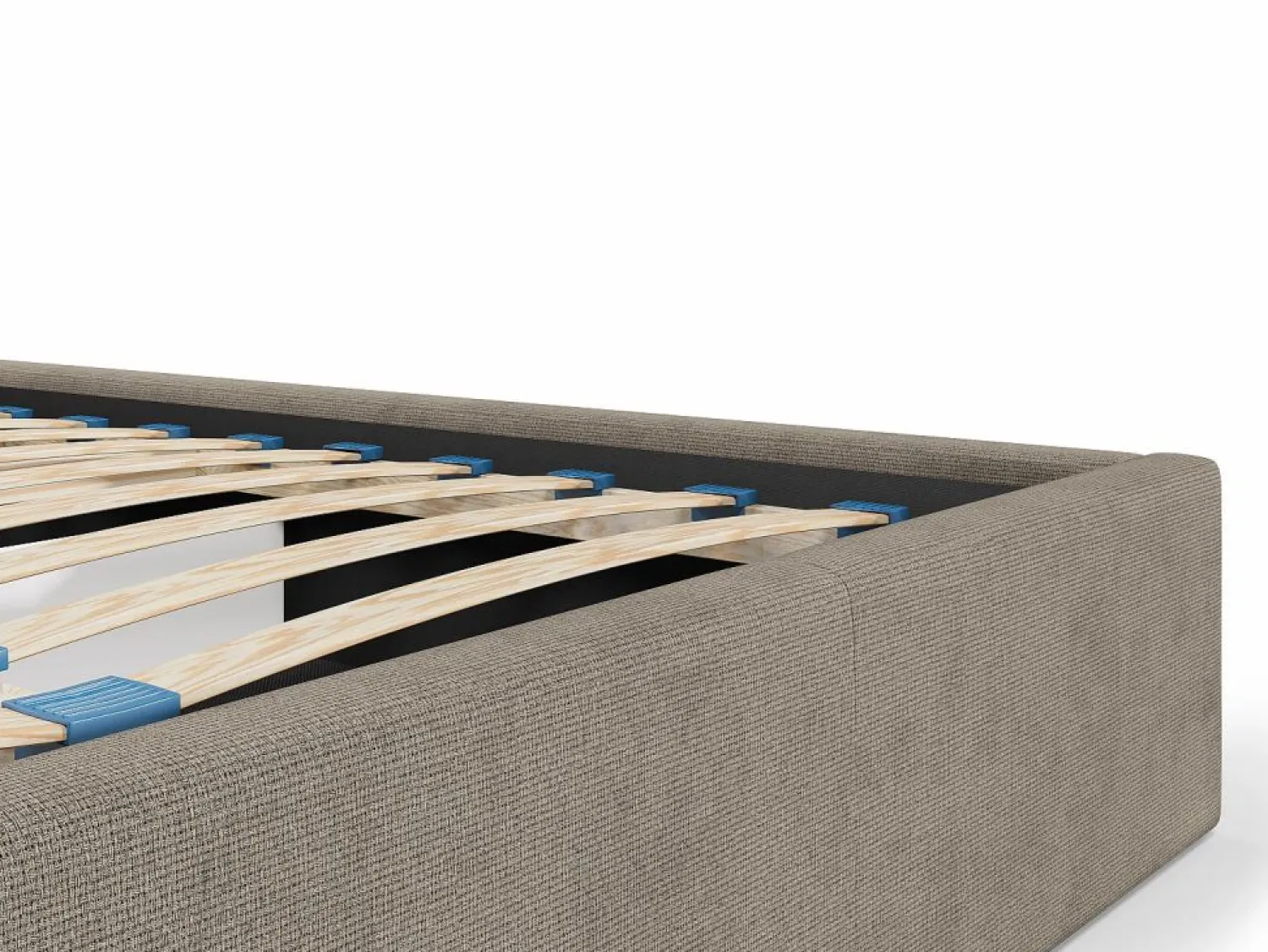 Online Canapé abatible de 160 x 200 cm con cabecero con costuras verticales tela taupe + colchón - KILACLO Cama Con Canapé|Cama Con Almacenaje